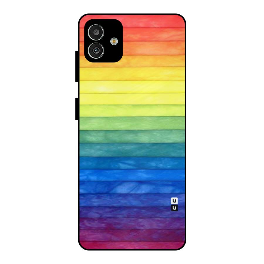 Rainbow Colors Stripes Metal Back Case for Galaxy M13 5G