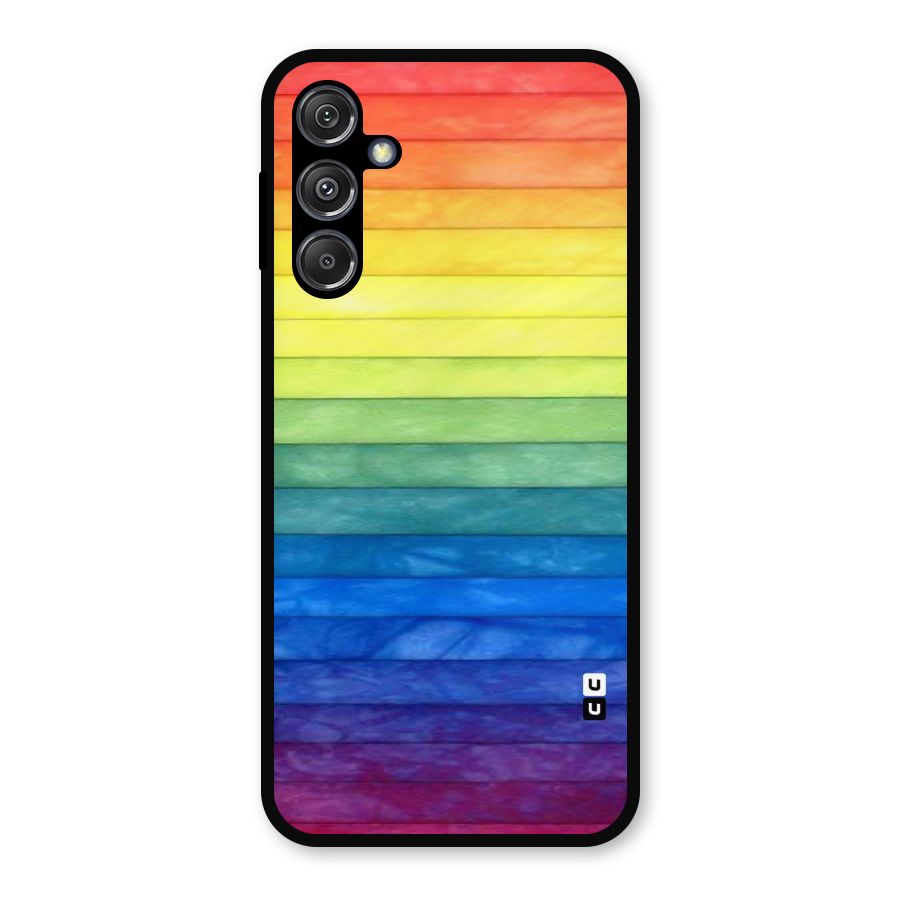 Rainbow Colors Stripes Metal Back Case for Galaxy M34 5G