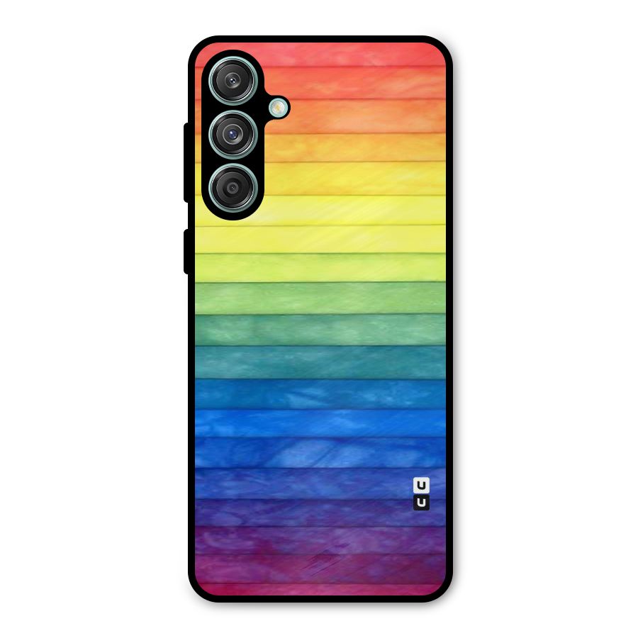 Rainbow Colors Stripes Metal Back Case for Galaxy M55 5G