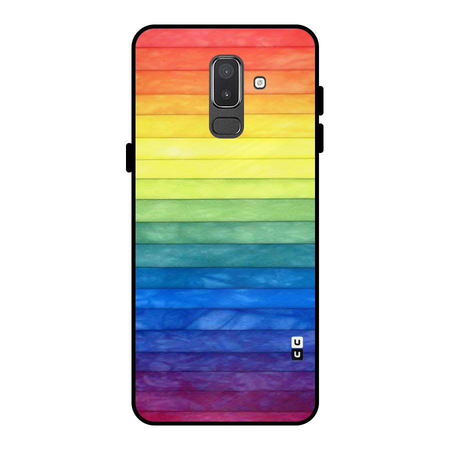 Rainbow Colors Stripes Metal Back Case for Galaxy On8 (2018)
