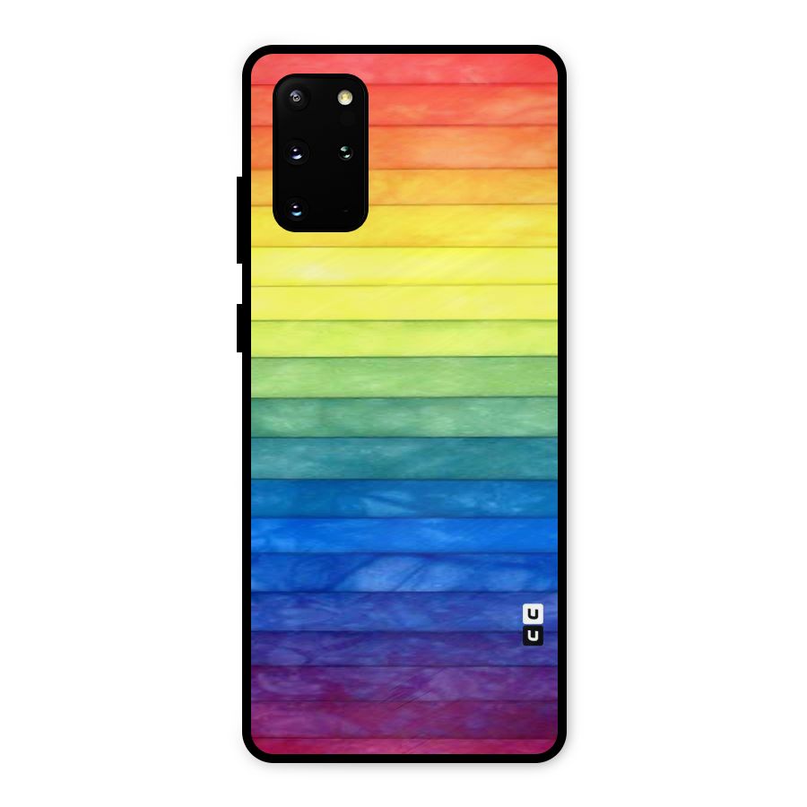 Rainbow Colors Stripes Metal Back Case for Galaxy S20 Plus