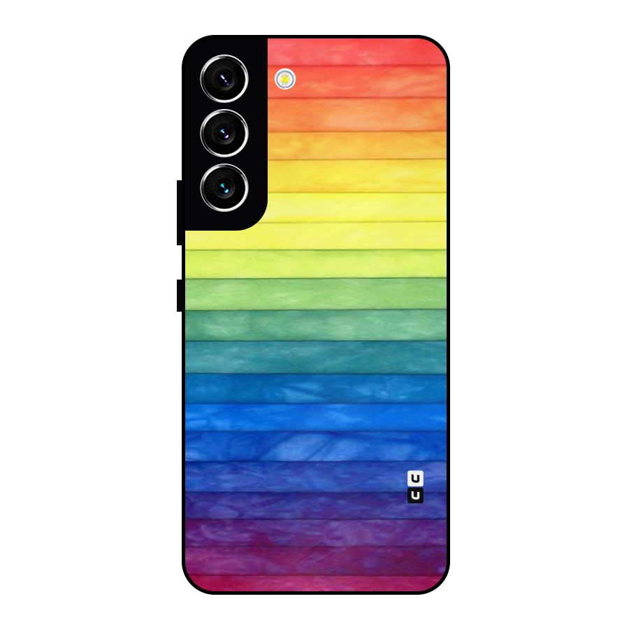 Rainbow Colors Stripes Metal Back Case for Galaxy S22 5G