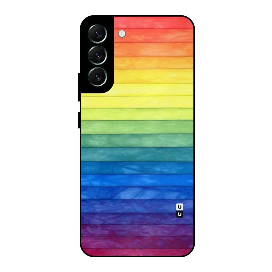 Rainbow Colors Stripes Metal Back Case for Galaxy S22 Plus 5G