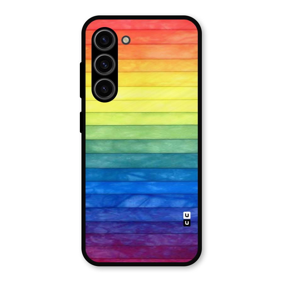Rainbow Colors Stripes Metal Back Case for Galaxy S23