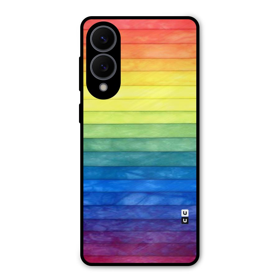 Rainbow Colors Stripes Metal Back Case for Galaxy S25 Edge