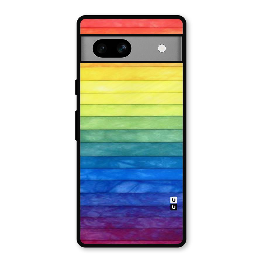 Rainbow Colors Stripes Metal Back Case for Google Pixel 7a