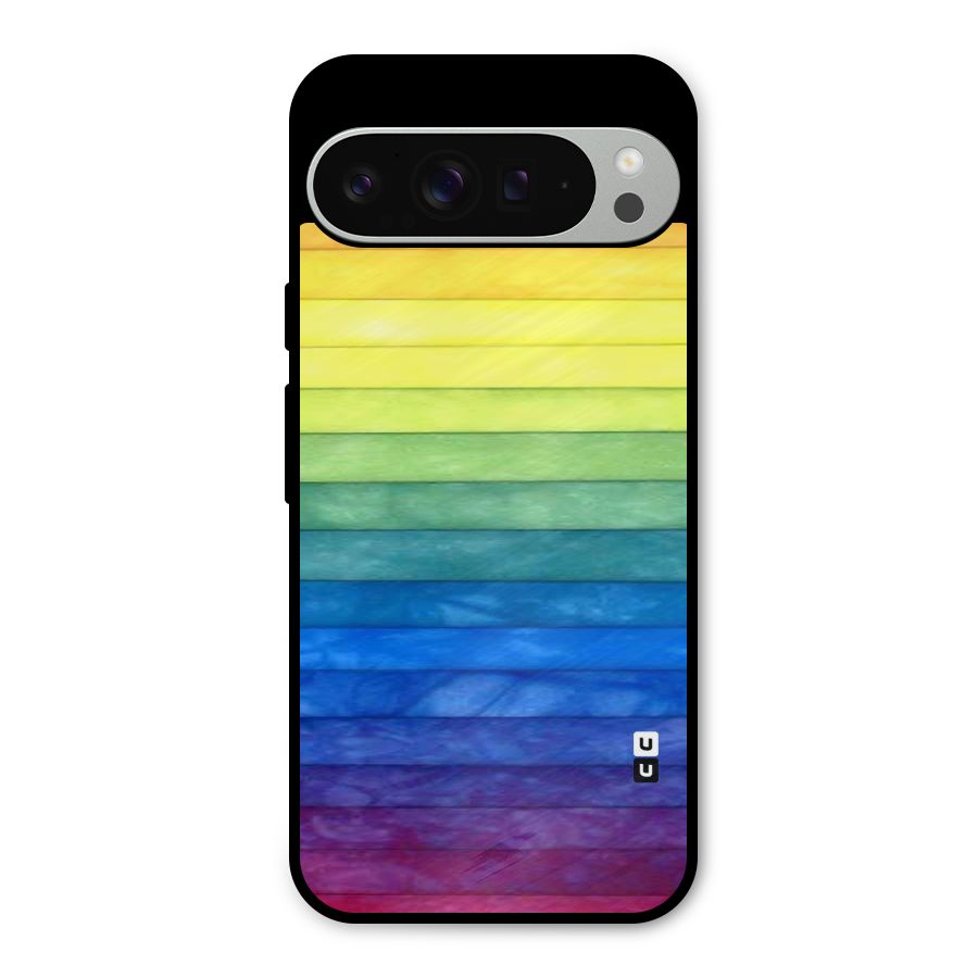 Rainbow Colors Stripes Metal Back Case for Google Pixel 9 Pro XL