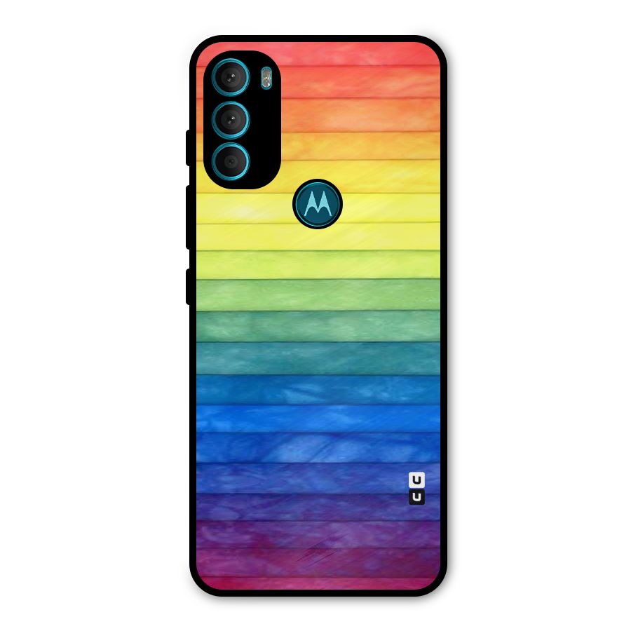 Rainbow Colors Stripes Metal Back Case for Moto G71 5G