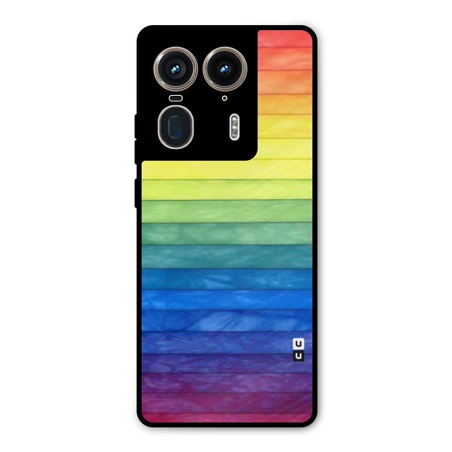 Rainbow Colors Stripes Metal Back Case for Motorola Edge 50 Ultra