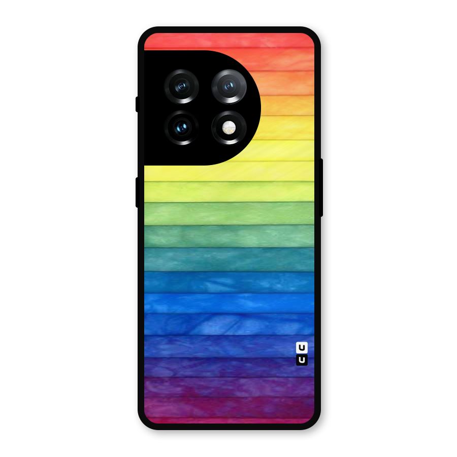 Rainbow Colors Stripes Metal Back Case for OnePlus 11