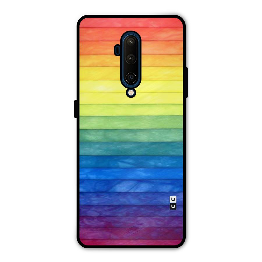Rainbow Colors Stripes Metal Back Case for OnePlus 7T Pro