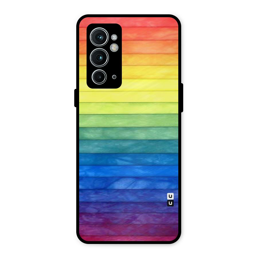 Rainbow Colors Stripes Metal Back Case for OnePlus 9RT 5G