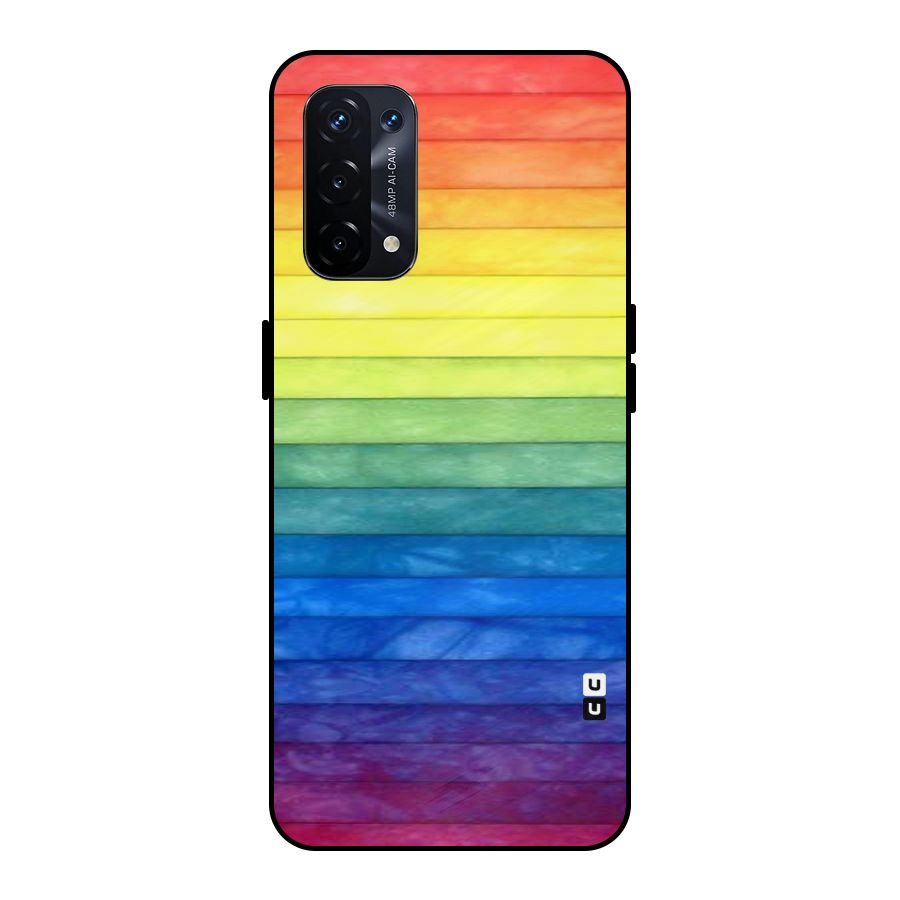 Rainbow Colors Stripes Metal Back Case for Oppo A74 5G
