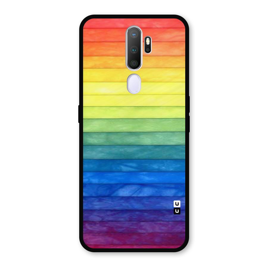 Rainbow Colors Stripes Metal Back Case for Oppo A9 (2020)