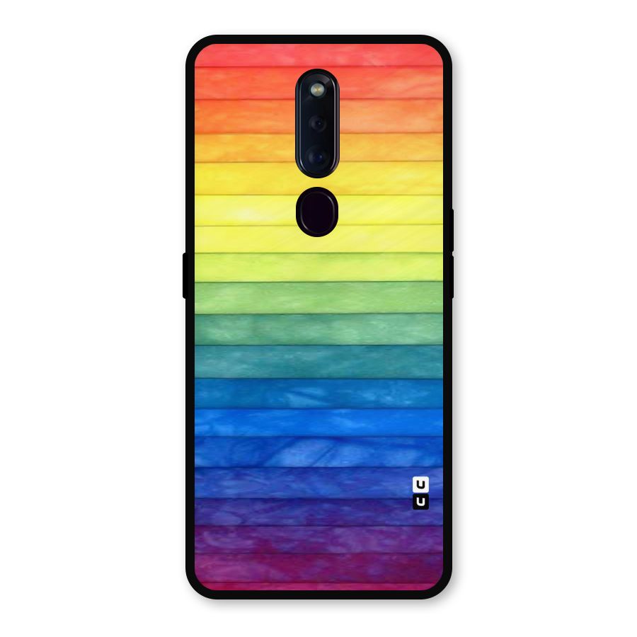Rainbow Colors Stripes Metal Back Case for Oppo F11 Pro