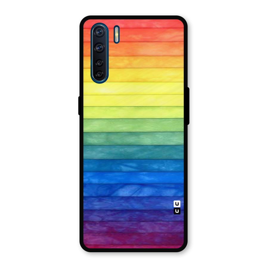 Rainbow Colors Stripes Metal Back Case for Oppo F15