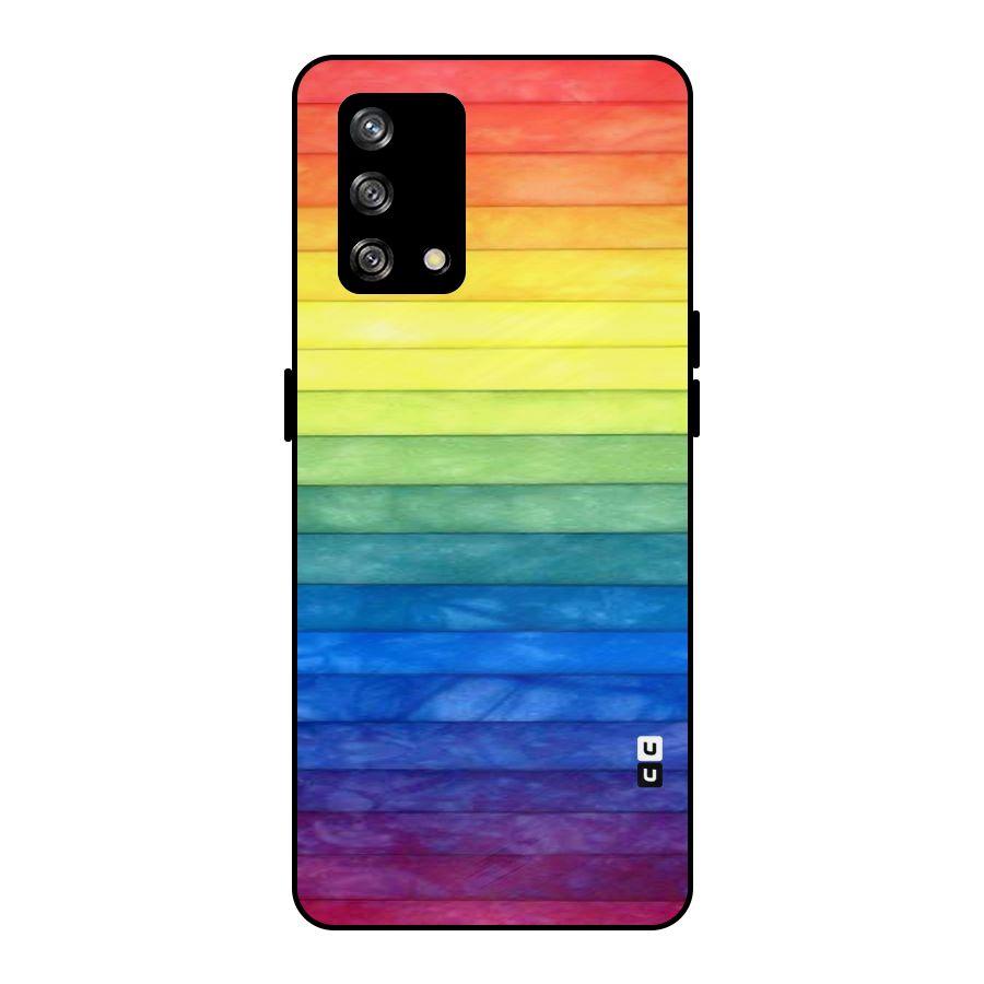 Rainbow Colors Stripes Metal Back Case for Oppo F19
