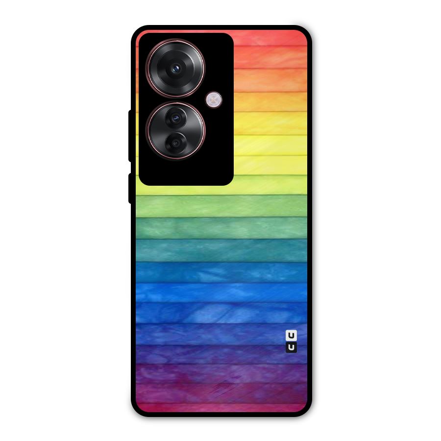 Rainbow Colors Stripes Metal Back Case for Oppo F25 Pro