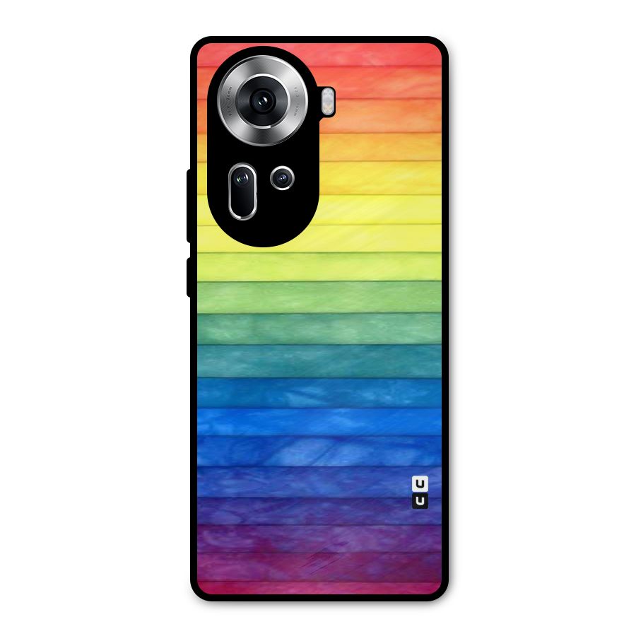 Rainbow Colors Stripes Metal Back Case for Oppo Reno11 5G