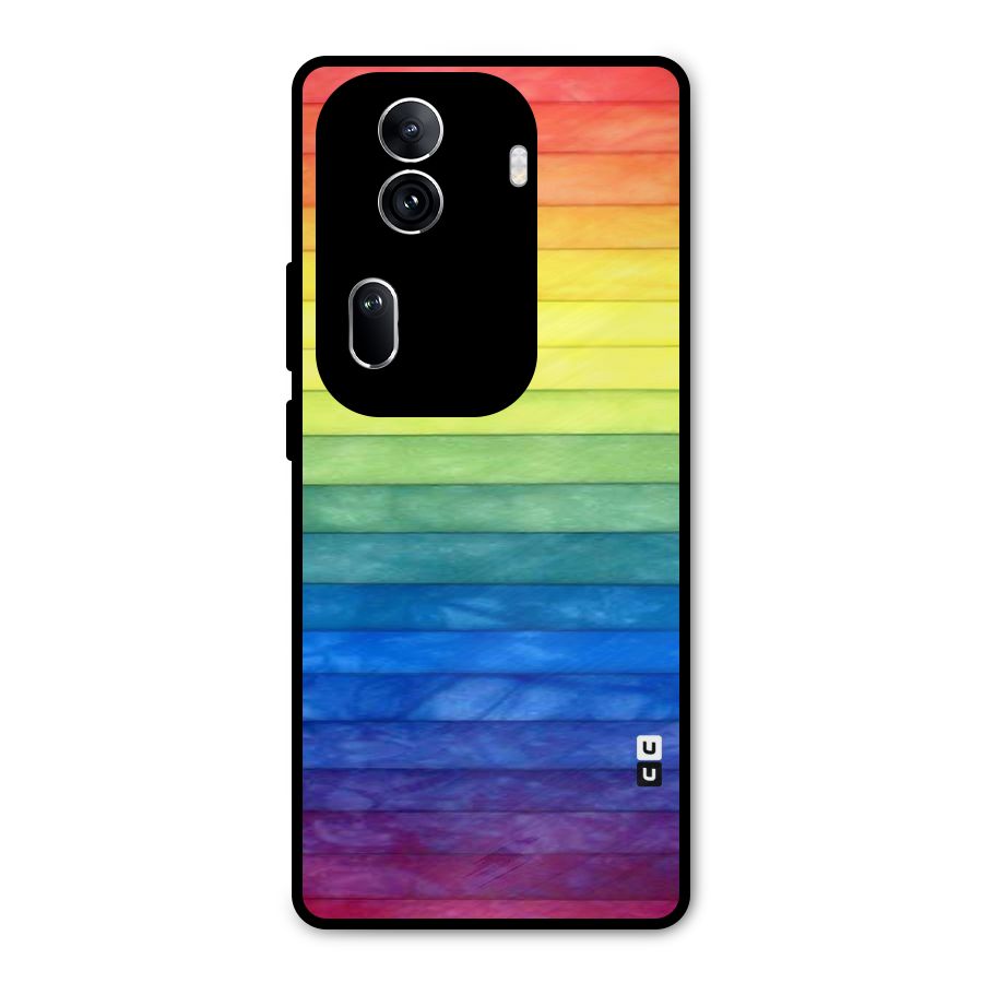 Rainbow Colors Stripes Metal Back Case for Oppo Reno11 Pro 5G