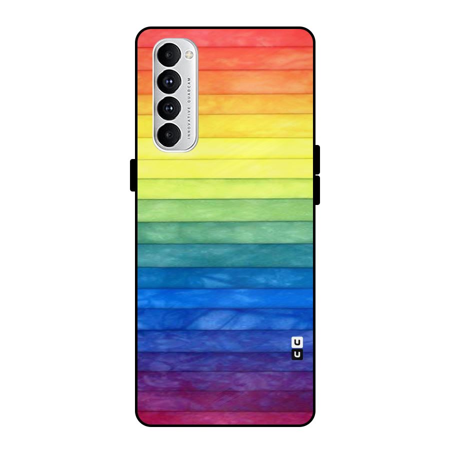 Rainbow Colors Stripes Metal Back Case for Oppo Reno4 Pro