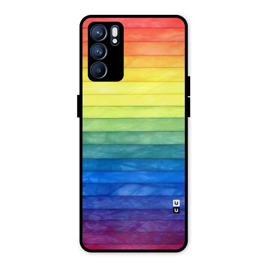 Rainbow Colors Stripes Metal Back Case for Oppo Reno6 5G