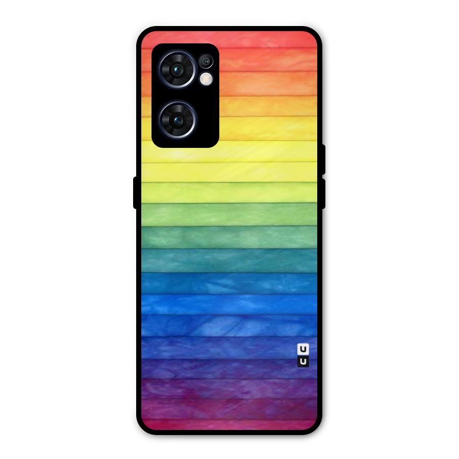 Rainbow Colors Stripes Metal Back Case for Oppo Reno7 5G