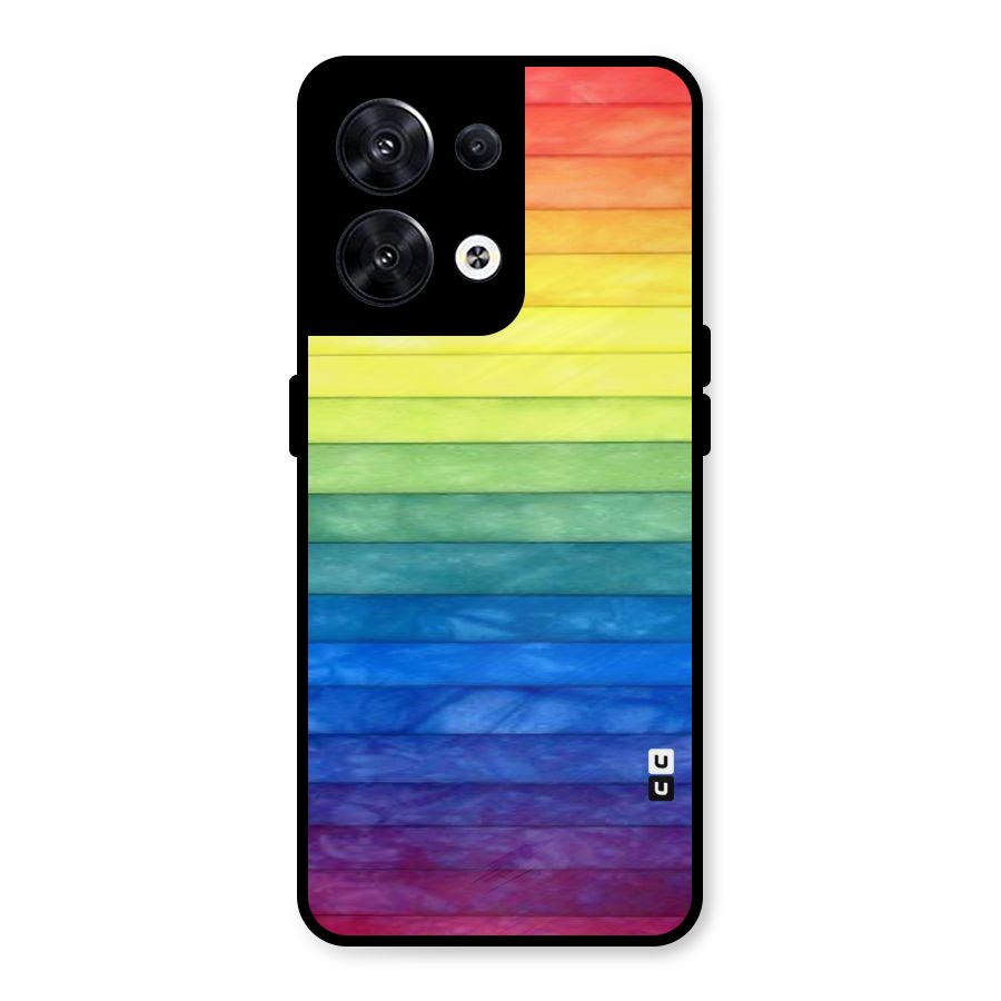 Rainbow Colors Stripes Metal Back Case for Oppo Reno8 5G