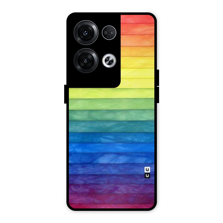 Rainbow Colors Stripes Metal Back Case for Oppo Reno8 Pro 5G
