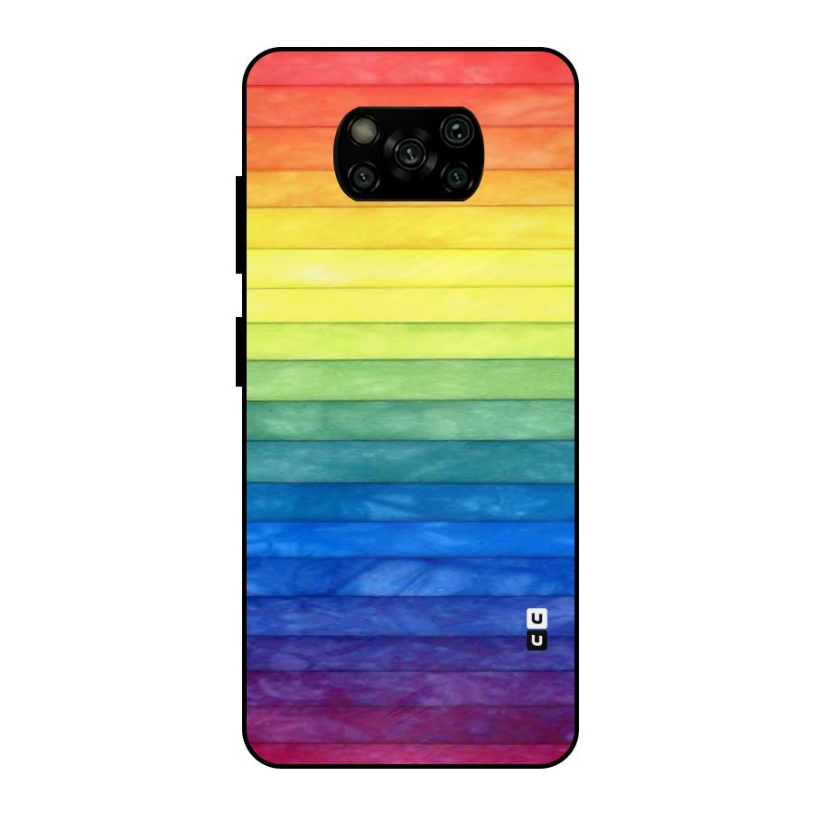 Rainbow Colors Stripes Metal Back Case for Poco X3