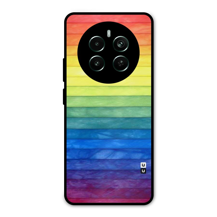 Rainbow Colors Stripes Metal Back Case for Realme 12 Pro Plus