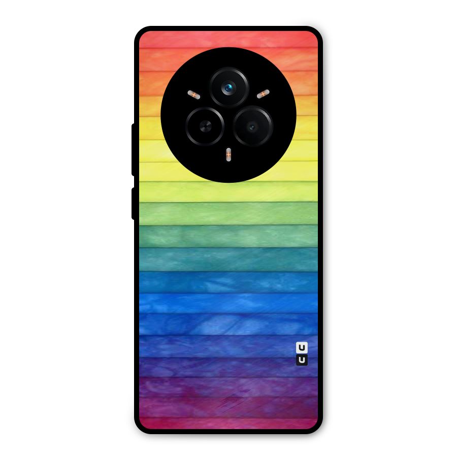 Rainbow Colors Stripes Metal Back Case for Realme 14 Pro