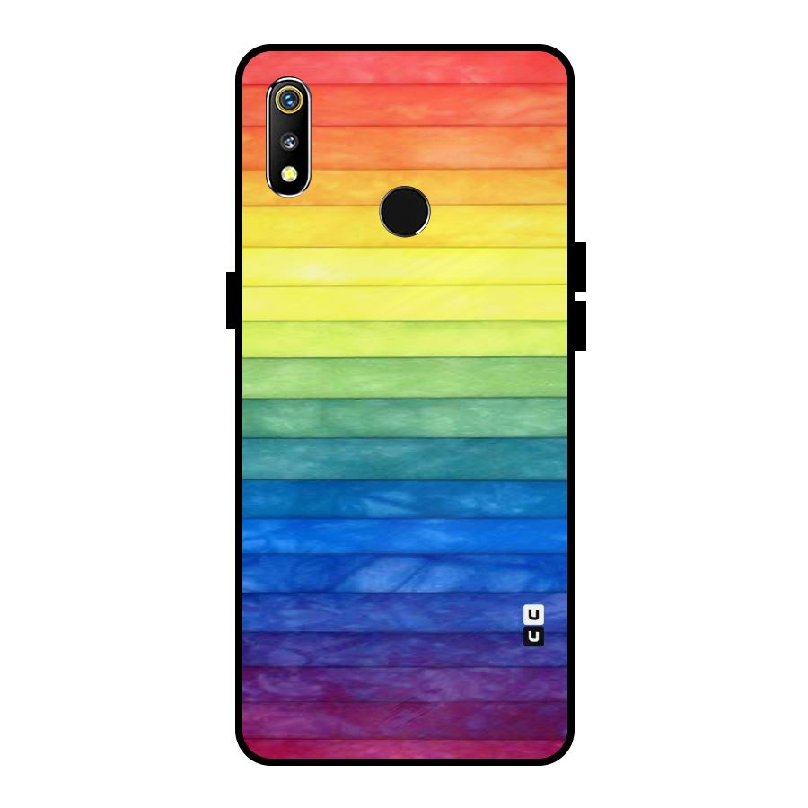 Rainbow Colors Stripes Metal Back Case for Realme 3