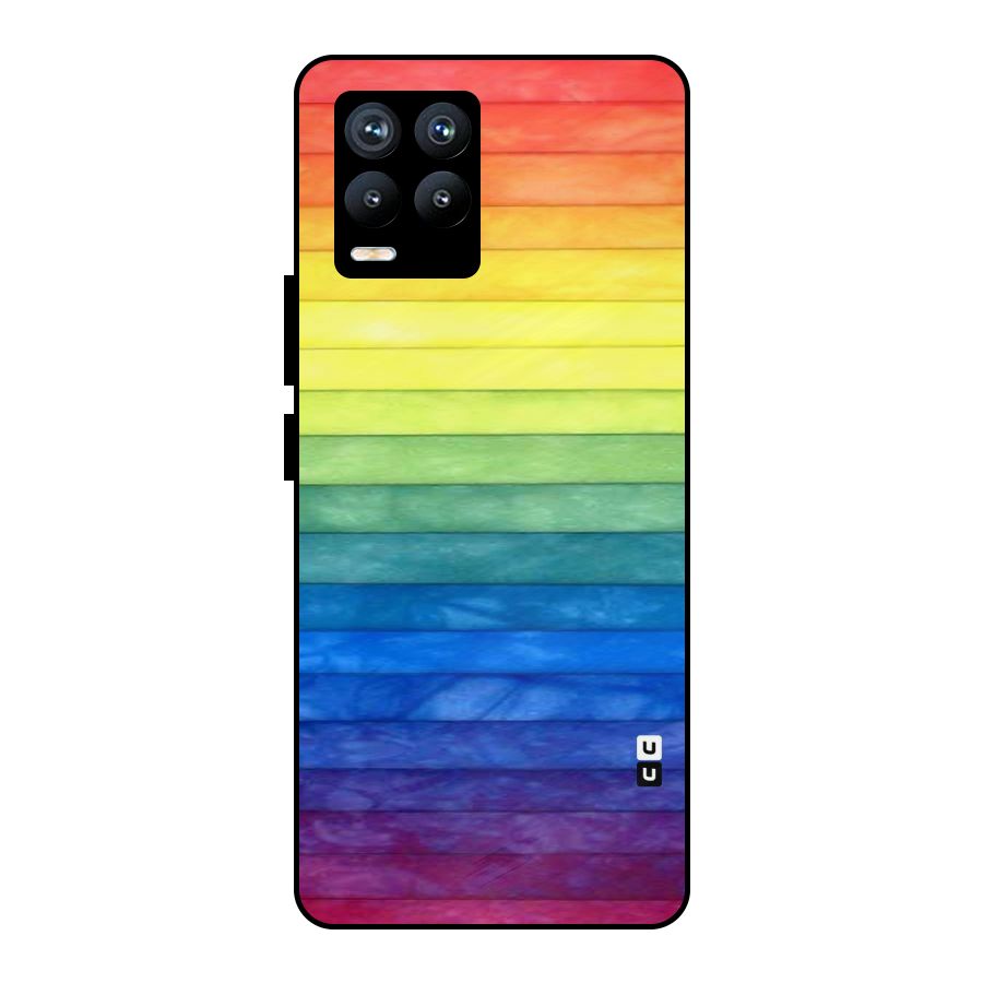 Rainbow Colors Stripes Metal Back Case for Realme 8 Pro