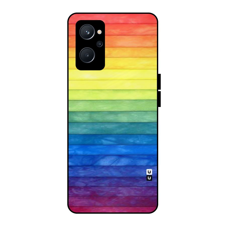 Rainbow Colors Stripes Metal Back Case for Realme 9i 5G