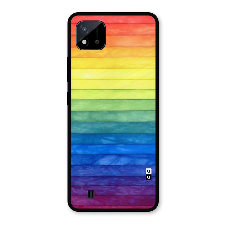 Rainbow Colors Stripes Metal Back Case for Realme C11 2021