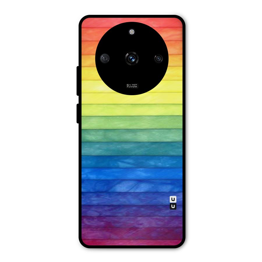 Rainbow Colors Stripes Metal Back Case for Realme Narzo 60 5G