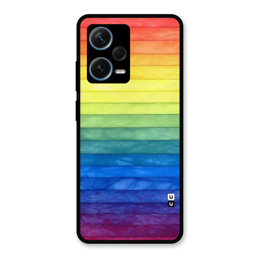 Rainbow Colors Stripes Metal Back Case for Redmi Note 12 Pro Plus 5G