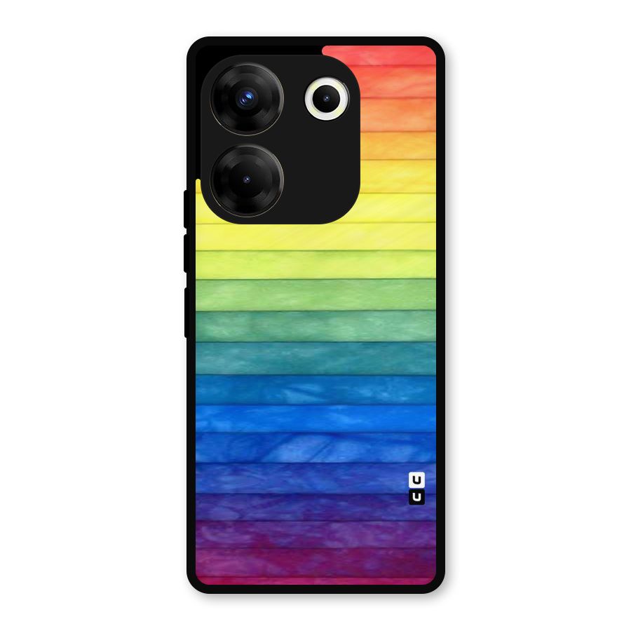 Rainbow Colors Stripes Metal Back Case for Tecno Camon 20 Pro