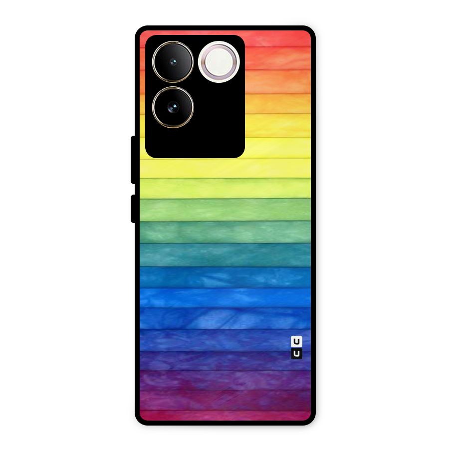 Rainbow Colors Stripes Metal Back Case for Vivo T2 Pro