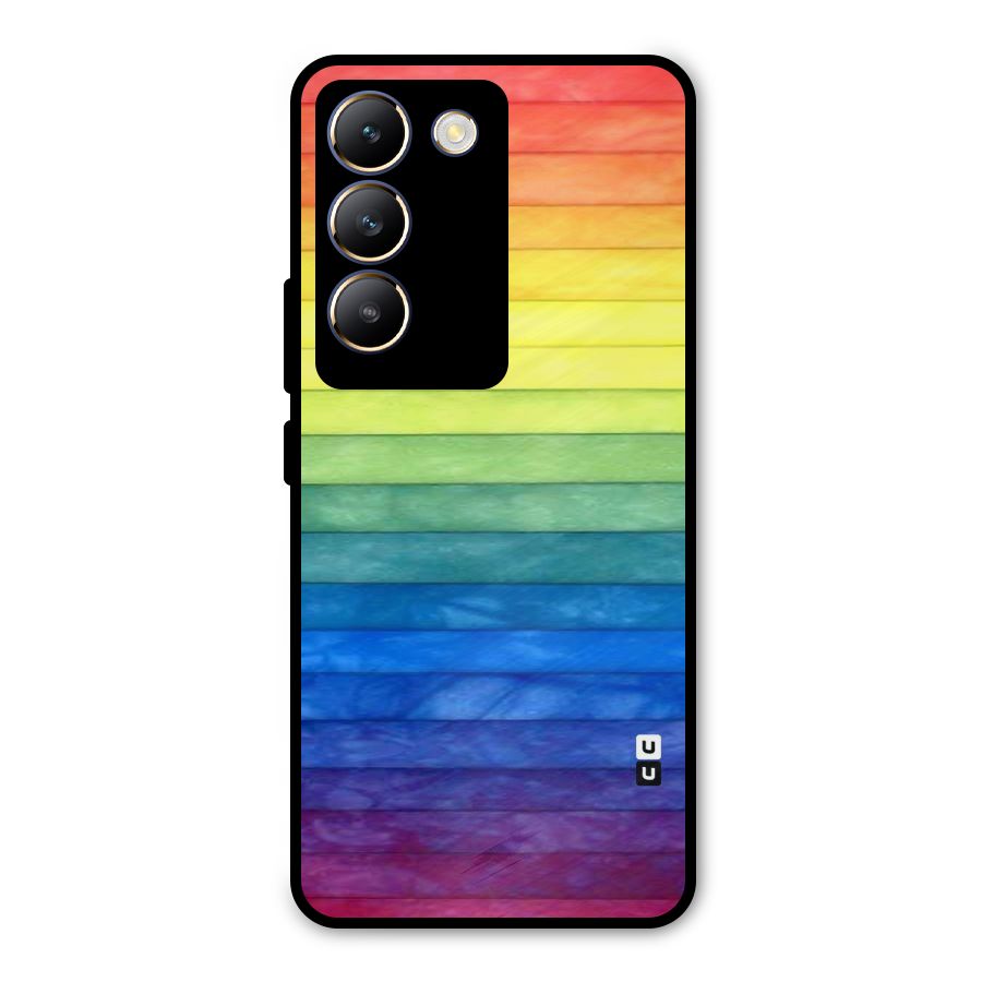 Rainbow Colors Stripes Metal Back Case for Vivo T3 5G