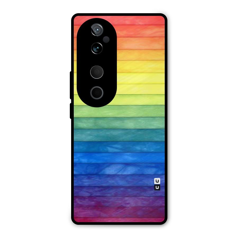 Rainbow Colors Stripes Metal Back Case for Vivo T3 Ultra