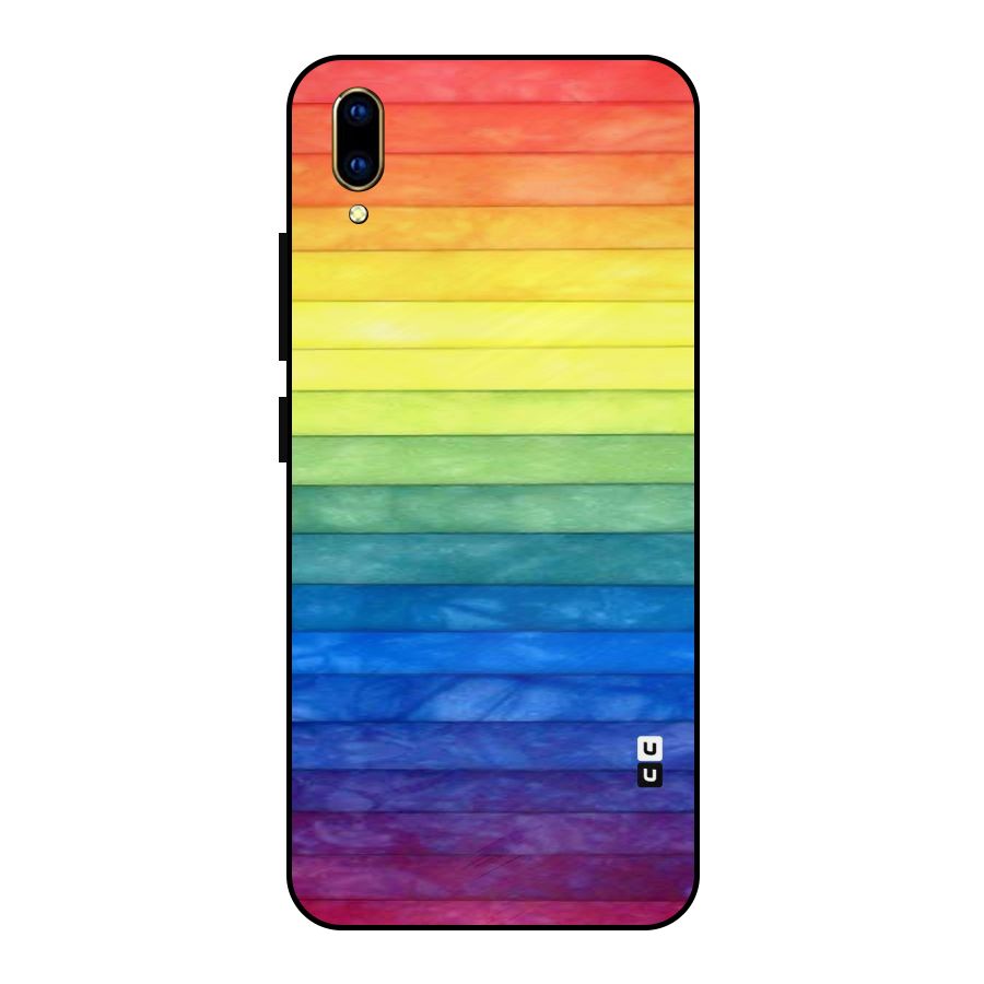 Rainbow Colors Stripes Metal Back Case for Vivo V11 Pro