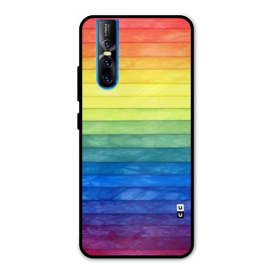 Rainbow Colors Stripes Metal Back Case for Vivo V15 Pro