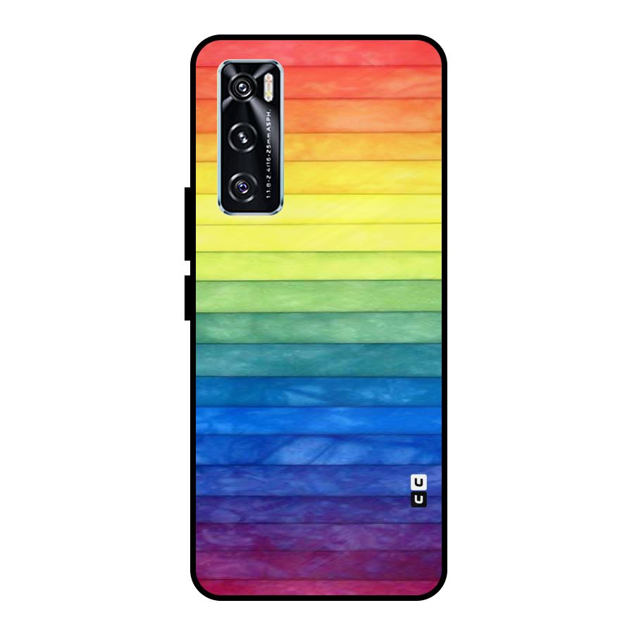 Rainbow Colors Stripes Metal Back Case for Vivo V20 SE