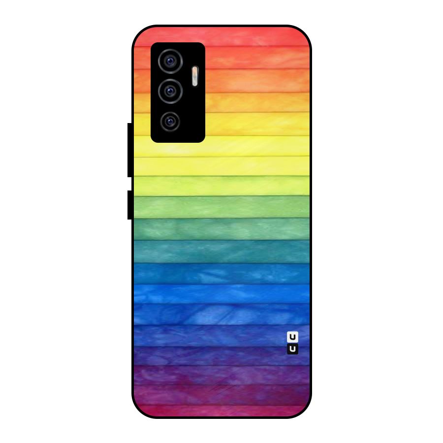 Rainbow Colors Stripes Metal Back Case for Vivo V23e