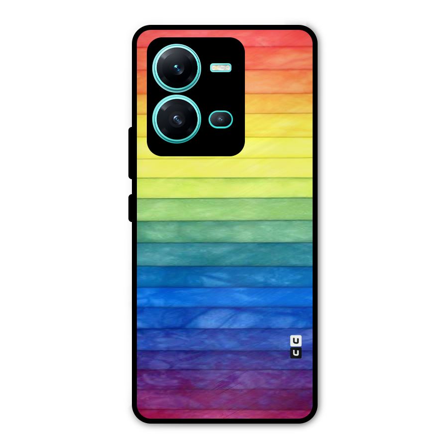 Rainbow Colors Stripes Metal Back Case for Vivo V25