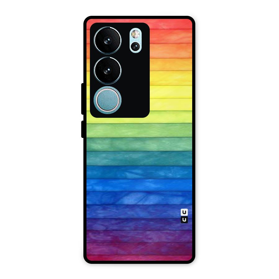 Rainbow Colors Stripes Metal Back Case for Vivo V29