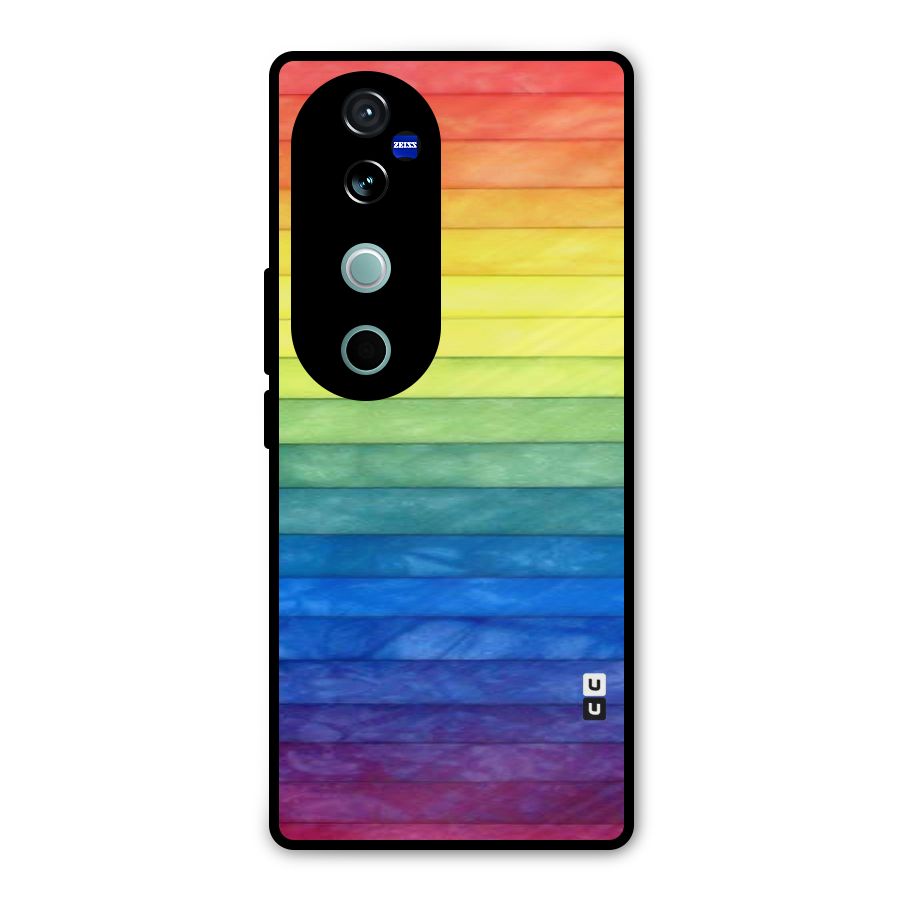 Rainbow Colors Stripes Metal Back Case for Vivo V40
