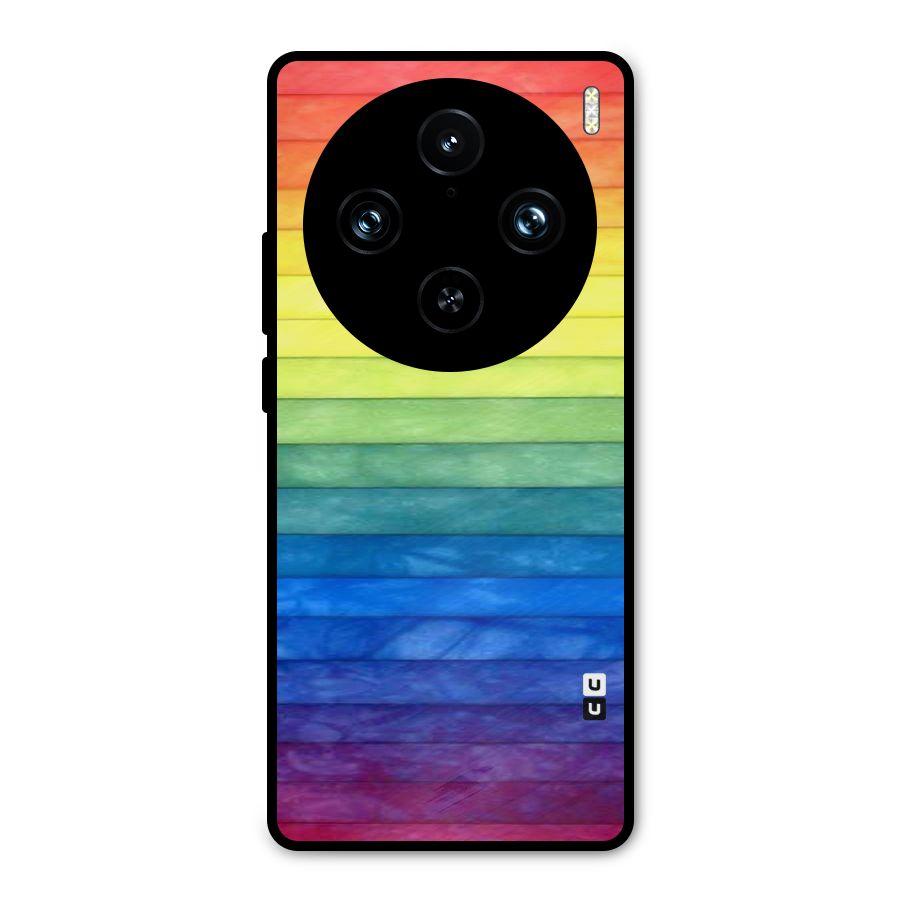 Rainbow Colors Stripes Metal Back Case for Vivo X100 Pro